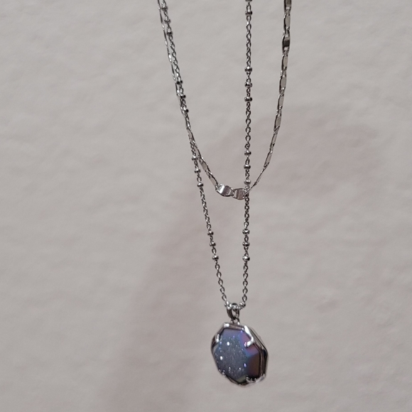 NWT Kendra Scott Drusy Necklace Layered Silver - Picture 4 of 16